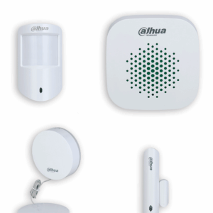 DAHUA PAQUETE BASE - Paquete básico de periféricos para sistemas inalámbricos de intrusión de Dahua, Incluye: 1 PIR para interior, 1 Contacto magnético, Sirena para interior, Detector de inundación, Administrable desde la aplicación DMSS, AirShield