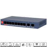 DAHUA DH-CS4010-8ET2GT-60 - Switch PoE de 10 Puertos / 60Watts Totales/ 1 Pto Hasta 60W/ 2 Puertos Uplink GE RJ45/ Switching 4.8Gbps/ Administrable en la Nube por DoLynk Care