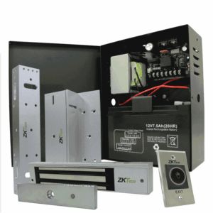 ZKTECO ACAKIT - Kit de accesorios de control de acceso / 1 Boton de salida / 1 Cerradura electromagnética / 1 Fuente de alimentación ininterrumpida / 1 Bateria de respaldo / 1 soporte