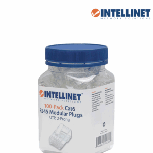 INTELLINET 502344 PLUG RJ45 CAT6 MULTIFILAR UTP BOTE 100 PZAS ORO 15-MICRAS UTP, 2 puntas, para cable multifilar, 100 plugs en bote