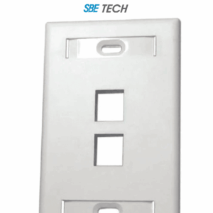 SBE TECH SBE-2517-2P-WT - Placa de pared de 2 puerto color blanco para conectores Jack rj 45 keystone