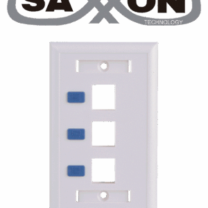 SAXXON A1753E - Placa de pared / Vertical / 3 Puertos tipo keystone / Color blanco / Con etiquetas