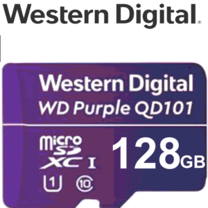 WESTERN WDD128G1P0C- Memoria de 128GB Micro SDXC/ Linea Purple/ Clase 10 U1/ Lectura 50MB/ Escritura 40MB/ Especializada para Videovigilancia