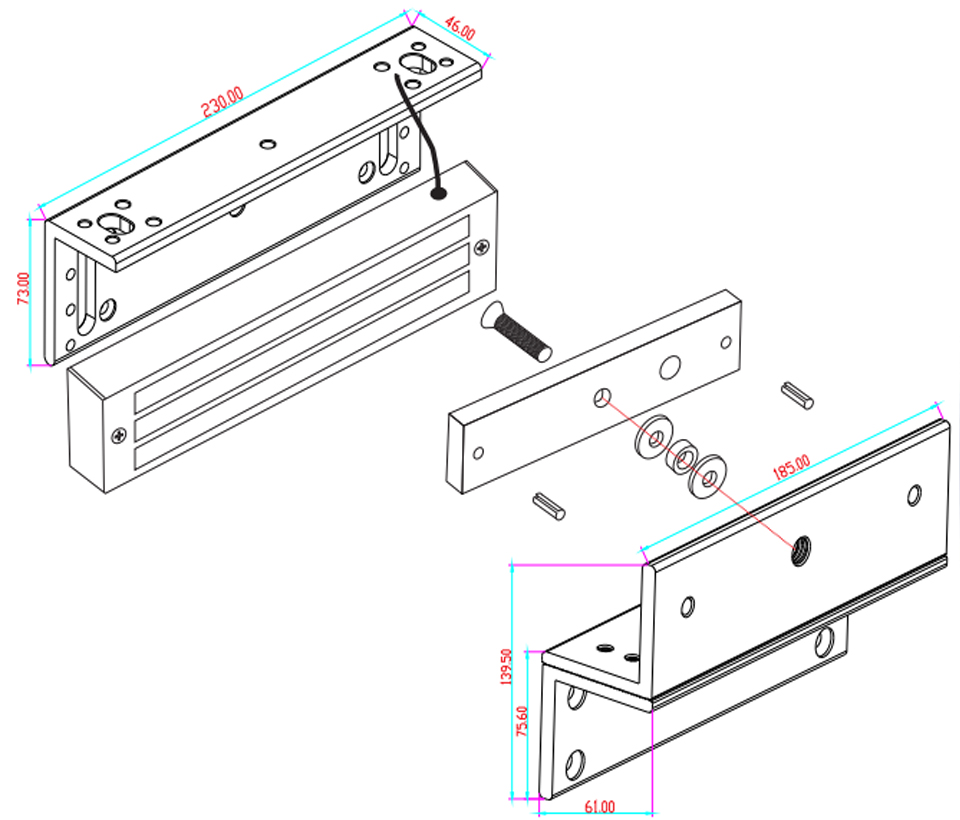 YLI MBK500NZLW - Soporte de fijación en Z y L compatible con cerradura magnética YM500NW para exterior con clave YLE0850003 - Image 3
