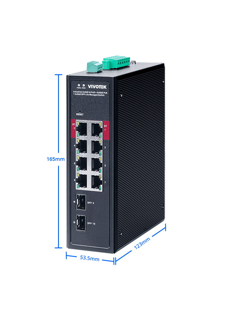 VIVOTEK AWIHB1040EXT - Kit Switch PoE AW-IHB-1040 y Gabinete AT-CAB-001, 8 ptos Administrable, 2 ptos PoE GbE 90W, 6 ptos GbE 30W, 2 ptos GbE SFP, 300W Totales, PoE Extendido 250 mts,VLAN, Alimentacion 48-56VDC (fuente no incluida), IP66, IK10 - Image 4