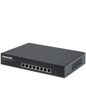 INTELLINET 560641 -Switch Gigabit PoE+ de 8 puertos, IEEE 802.3at/af, 140W, Endspan, para escritorio y montaje en rack de 19"