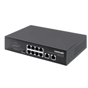 Intellinet - 561402 Switch Gigabit con 8 puertos PoE+ y 2 puertos Gigabit RJ45 de enlace ascendente