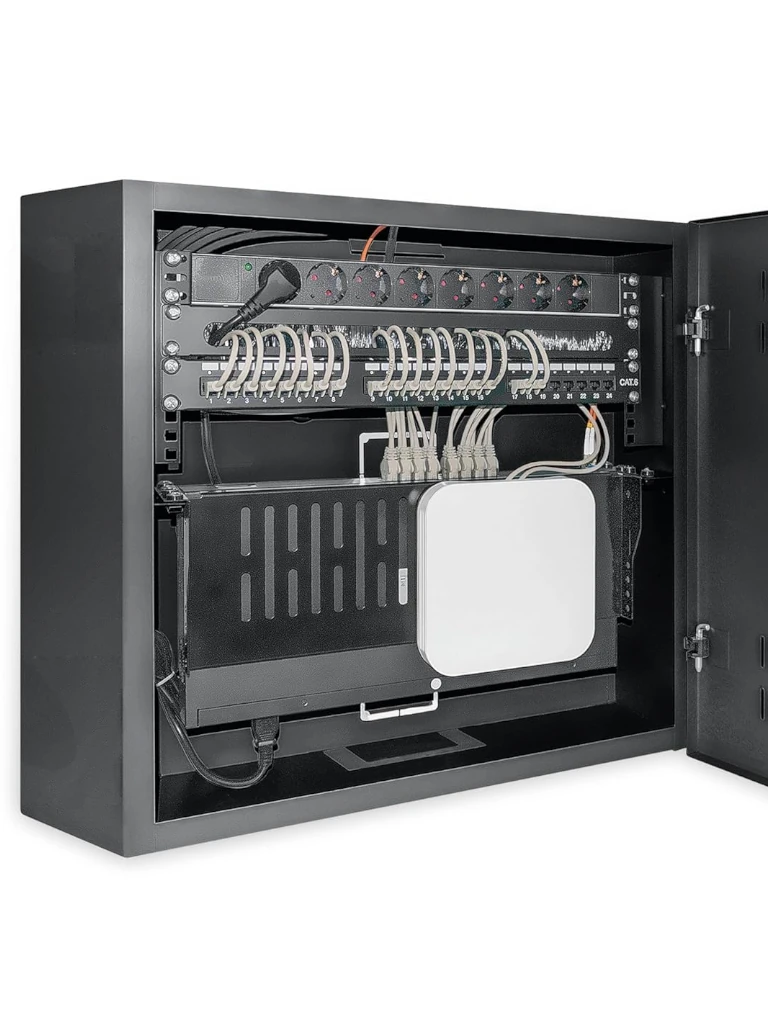 INTELLINET 713689 - Gabinete mural 19" de tamaño reducido / Caja delgada que ahorra espacio con sólo 17.0 cm de profundidad, 4U de rieles horizontales y 2U de rieles verticales / Negro - Image 2