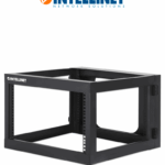 INTELLINET 716031 - Rack abierto de 19" para montaje en pared, 4 postes, 6U, marco abatible, 60 cm de profundidad, color negro RAL 9004, ensamblado