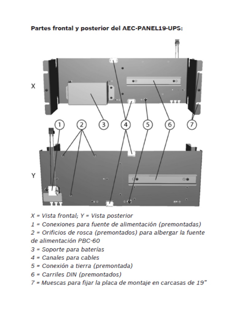 BOSCH A_AECPANEL19UPS - Placa de montaje para RACKS de 19 pulgadas con dos carriles DIN / Soporte de BATERI_ - Image 2