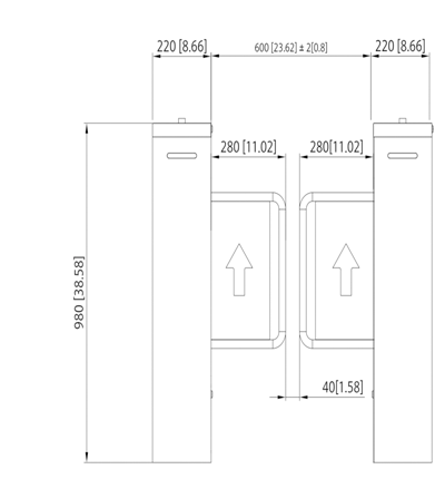 DAHUA ASGB521H-D - Swing Barrier Media para exterior/ 1 Carril/ Motor Electrico CD/ Acero Inoxidable/ Puerto RS232/ Soporta Conteo de Entrada y Salida/ 20personas x minuto/ Entrada de Alarma de Incendio para desbloqueo/ - Image 5