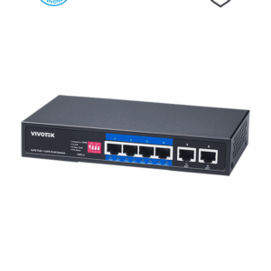 VIVOTEK AW-FET-060P-060 - Switch PoE no administrable, 4 puertos FE PoE, 2 puertos FE RJ45, 30W por puerto, 60W Totales, Modo Extendido hasta 250 mts