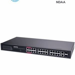 VIVOTEK AW-GEL-285A-380 - Switch PoE 24 puertos Administrable Lite, 20 puertos GE 30W PoE, 4 puertos GE 90W PoE, 2 puertos GE UTP, 2 puertos GE SFP, lite managed PoE, 56 Gbps, 380W totales, PoE Extendido 250 Mts, NDAA