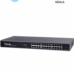 VIVOTEK AW-GEV-267A-370 - VIVOCAM Switch PoE Administrable L2+ con 24 puertos PoE GE RJ45, 2 puertos Combo GE RJ45/SFP, 370W totales (30W por puerto), 52Gbps de velocidad y gestión de vigilancia IP.