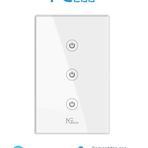 NGTECO NGS103 - Apagador Inteligente WiFi 3 Botones Touch / Control Remoto vía App / Control por Voz / Temporizador / Panel Táctil de Alta Sensibilidad / WiFI 2.4 GHz / Se requiere Cable Neutro / Compatible con Alexa y Asistente de Google