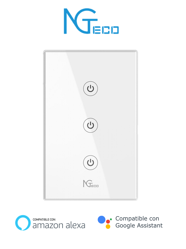 NGTECO NGS103 - Apagador Inteligente WiFi 3 Botones Touch / Control Remoto vía App / Control por Voz / Temporizador / Panel Táctil de Alta Sensibilidad / WiFI 2.4 GHz / Se requiere Cable Neutro / Compatible con Alexa y Asistente de Google - Image 6