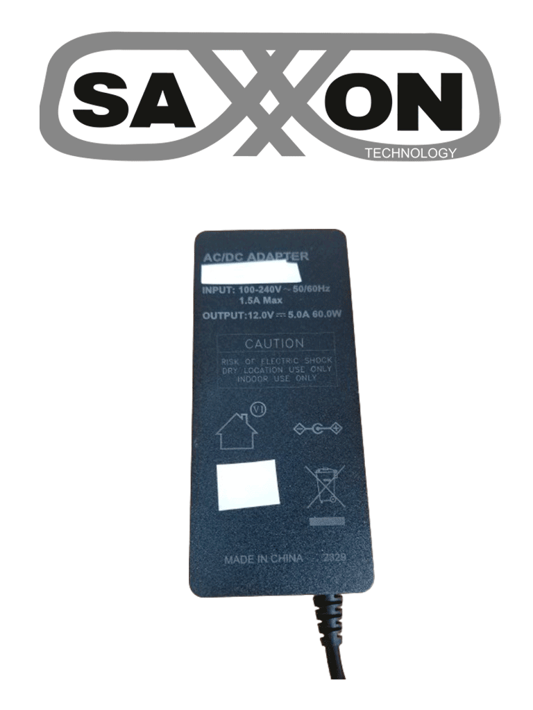 SAXXON KA65E1205000Q - Fuente de Poder Regulada / Alimentación 12 Vcc 5 Amper / 4 Conectores Macho / Voltaje de Entrada: 100-240V / Ideal para Cámaras de CCTV , Controles de Acceso y Asistencia - Image 2