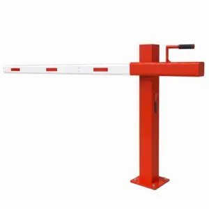 SAXXON EH60L - Barrera manual para control de acceso vehicular / 6 Metros / Brazo de aluminio / REFLEJANTES / Color rojo / Sobre Pedido T. E. de 2 a 3 Semanas