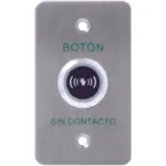 YLI ISK841BLED - Botón de Salida sin Contacto, Indicador LED, Acero Inoxidable, 12 VCC, Función NC/NO, Distancia de Detección y Retardo del Relevador Ajustables