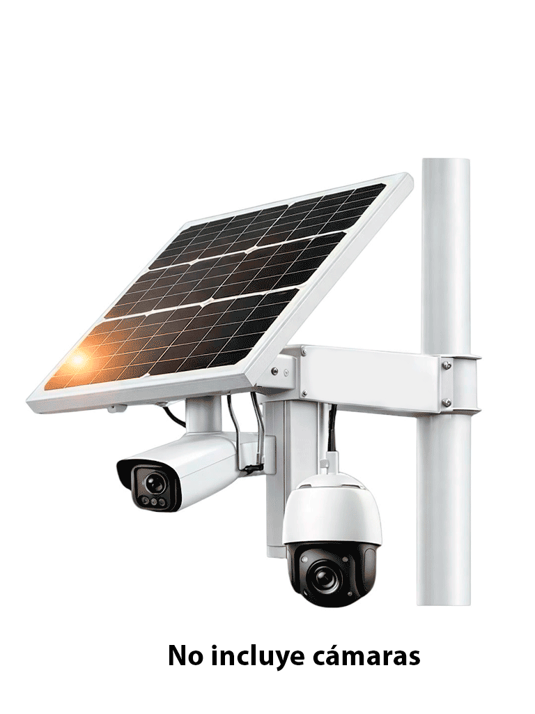 Sistema de energía solar inteligente All in-One CCTV / Panel solar de alta eficiencia grado A monocristalino 80 W / Batería litio 90 AH 12V/ Carga MPPT 3.0/ Autonomía estimada 1-3 Días nublados / Accesorios para poste o pared / No incluye cámaras - Image 2