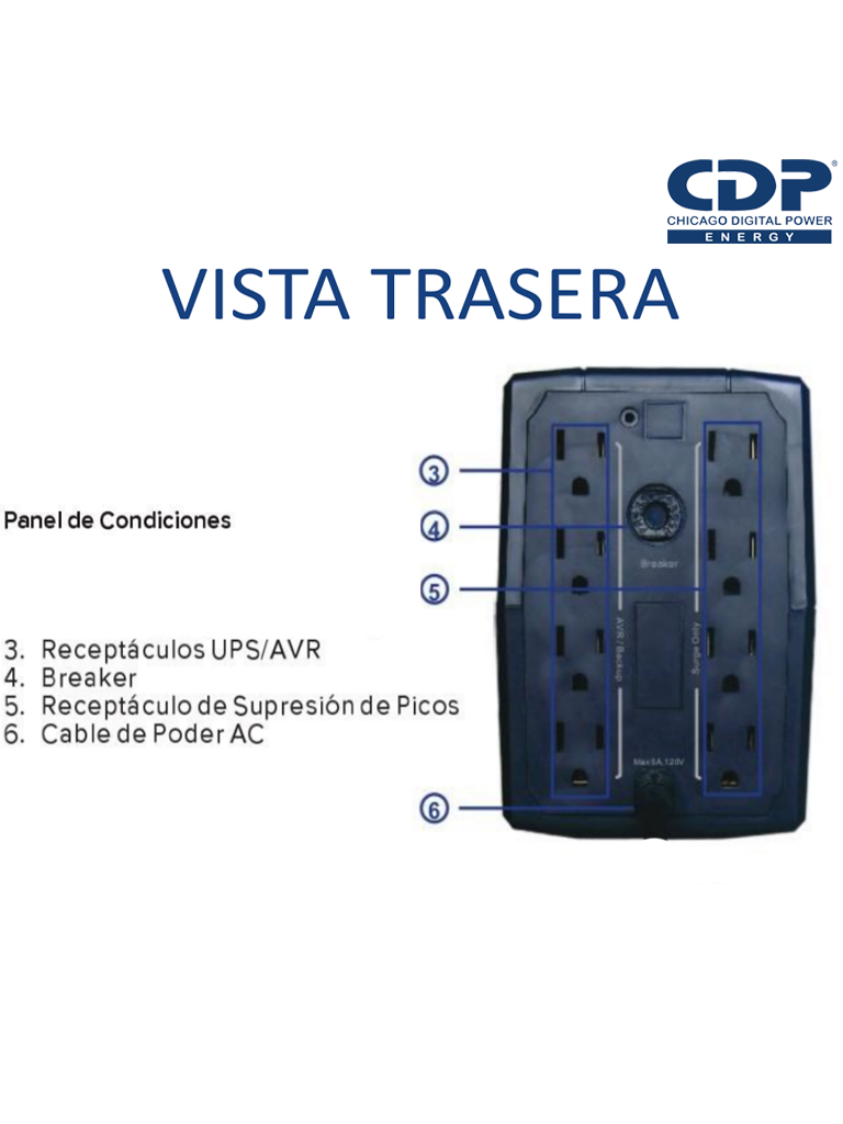 CDP R-UPR508 - UPS Interactivo de 500 VA y 250W, con 8 terminales de salida (4 con respaldo), auto reseteo, incluye batería de 12V 4.5AH, y es libre de mantenimiento. - Image 2