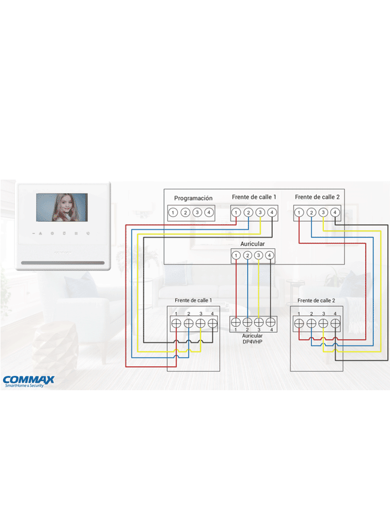 COMMAX CDV43Y - Monitor para video portero Commax de 4.3 pulgadas, Soporta 2 frentes de calle y auricular 29041/ Conexión a 4 hilos - Image 3