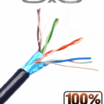 SAXXON OFTPCAT5ECOPE305N - Bobina de Cable FTP Cat5e 100% Cobre/ 305 Metros/ Blindado/ Color Negro/ Uso Exterior/ Ideal para Cableado de Redes de Datos y Video/ Cert ISO9001/ UL / RoSH