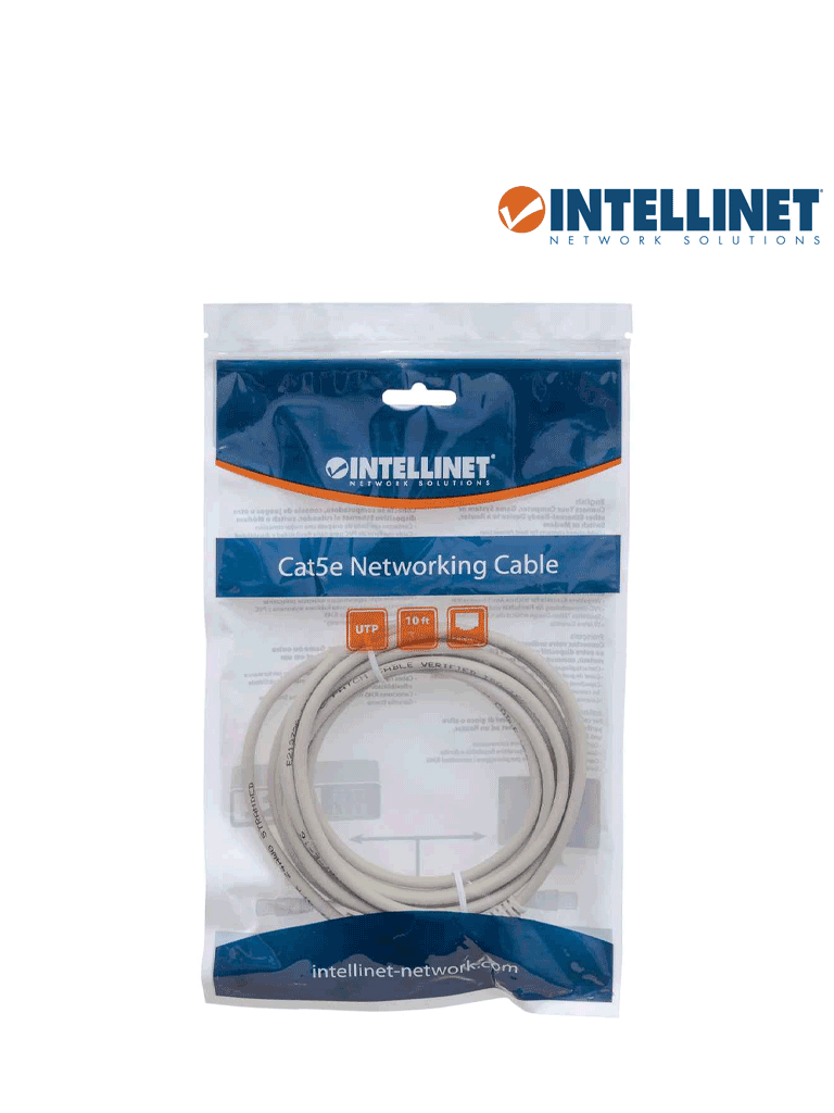 INTELLINET 319768 - Cable patch / 3.0 metros (10.0f) / Cat 5e / UTP Gris / Patch cord - Image 2