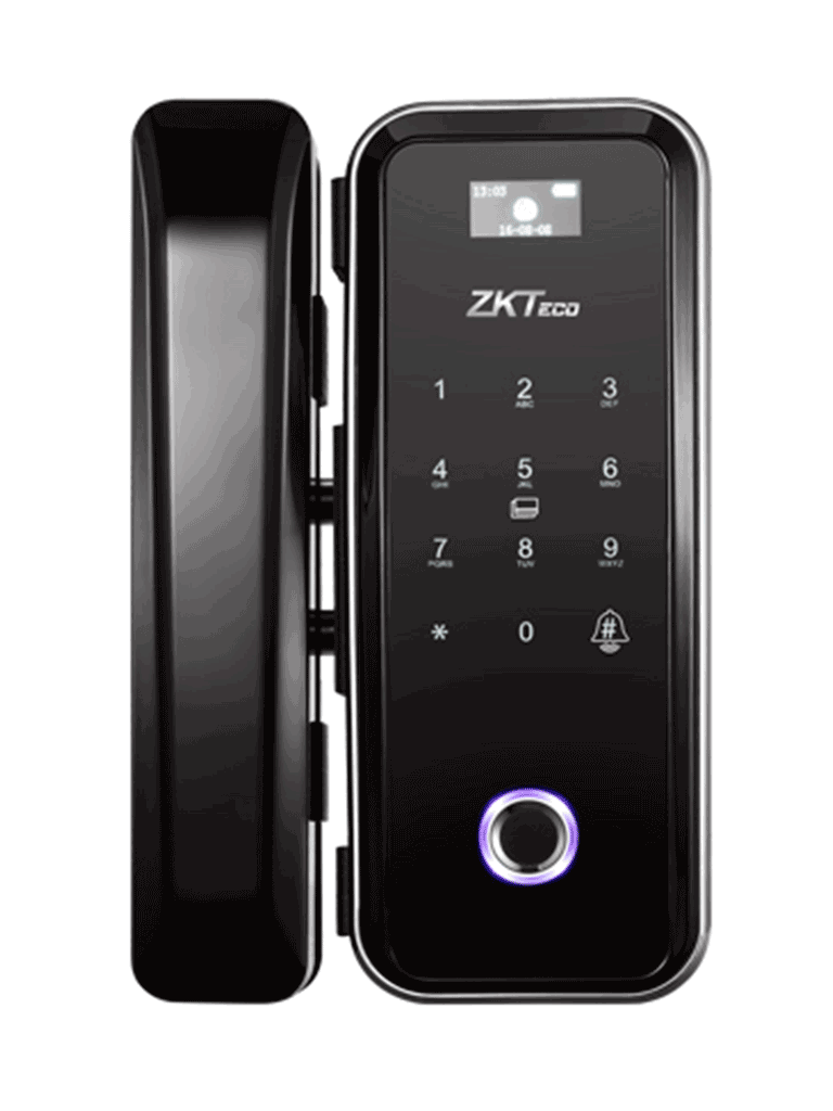 ZK GL300 - Cerradura Biométrica para Puertas de Vidrio, Compatible con Anchos de Puerta de 10 a 12 mm, Capacidad para 100 Usuarios, Control Remoto Incluido, Compatible con Tarjetas Mifare 13.56 MHz - Image 2
