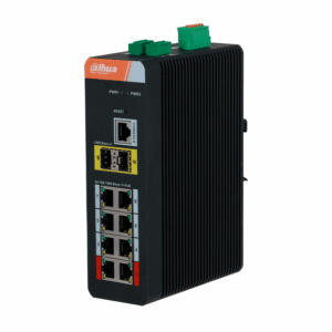 DAHUA IS4210-8GT-120 Switch PoE Gigabit Grado industrial de 10 puertos con 8 puertos PoE / PoE Watchdog/ Administrable Capa 2/ 8 Puertos PoE Gigabit/250 m de transmisión PoE de larga distancia (10 Mbps)/ Fuente de alimentación redundante