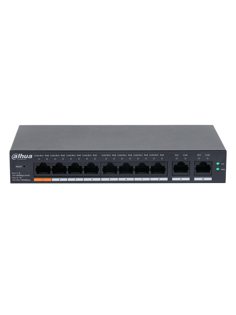 DAHUA DH-CS4010-8ET-60 Switch Poe de 8 Puertos / Poe Inteligente/ 60Watts Totales/ 2 Puertos uplink/ Switching 4.8Gbps/ Protección de Descargas/ DoLynk Care/ - Image 2
