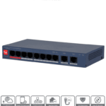 DAHUA DH-CS4010-8ET2GT-110 - Switch PoE de 10 Puertos/ 8 Puertos PoE 10 & 100/ 2 Puertos Uplink GE/ 2 Puertos PoE con Suministro de Hasta 90W/ 110 Watts Totales/ Administrable en la Nube por DoLynk Care/ PoE 250 Metros/ Metal/ Switching 5.6 Gbps/