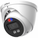 Dahua HAC-ME1239HN-A-PV - Cámara Domo TiOC de 2 Megapixeles/ Disuasion Activa Luz Roja y Azul/  Lente de 3.6 mm/ Super Adapt/ Microfono y Altavoz Integrados/ 40 Metros de Iluminación (IR y Cálida)/ Metalica/ IP67/