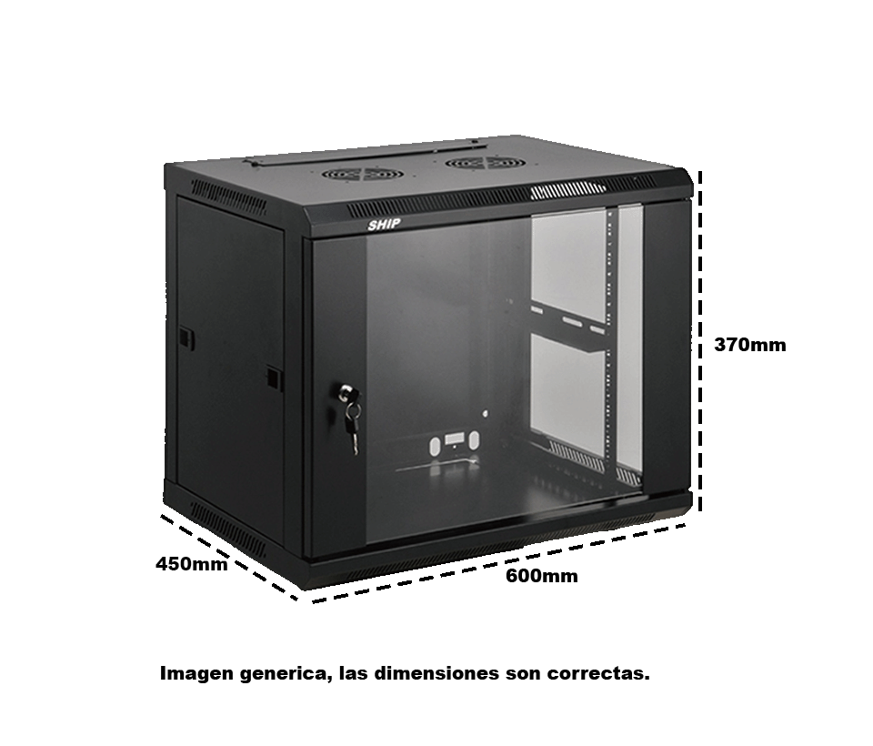 SAXXON SA640601 - Gabinete de pared de 6 UR, fijo, con capacidad de carga de 60 Kg. Dimensiones 60x45x37cm, de acero. - Image 3