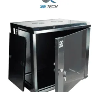 SBE TECH SBE-GNLPAR6UR - Gabinete de pared 6UR/ 600mm de ancho/ 450 mm de profundidad Puerta delantera de cristal templado/ Cerradura y llaves