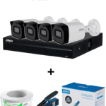 Bundle NVR+4BulletIP -Compra 1 NVR NVR1104HS-P-S3 de 4 Canales y llévate mas 4 cámaras IPC-B1E20  / Bobina de 100 metros/ Caja con 100 Plugs/ Pinza de corte  de Plugs/*No incluye disco duro/