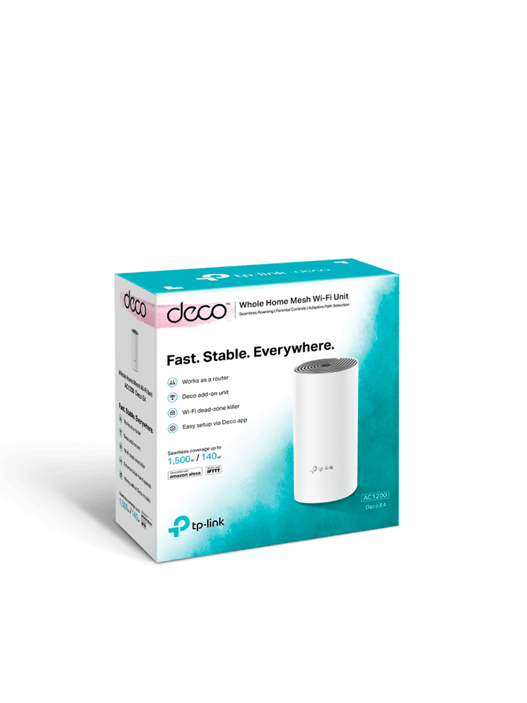 TP-LINK Deco E4(1-pack) - Router inalámbrico mesh para hogar dedoble banda AC 1200, con 2 puertos 10/100 Mbps y compatible con Alexa. - Image 2