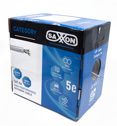 SAXXON OUTP5ECOP305BC - Bobina de Cable UTP Cat5e 100% Cobre/ 305 Metros/ Bobinado REELEX/ Color Blanco/ Uso Interior/ 4 Pares/ Soporta Pruebas de Rendimiento/ Ideal para Cableado de Redes y Video/ - Image 2