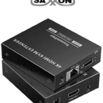 SAXXON LKV565KVM-P - Kit extensor HDMI de 2 Puertos/ Hasta 70 metros Con Cable CAT6/ 6A/ 7/ Resolucion 4K @ 60Hz/ PoC/ Transmisor IR/ Plug and play/ Soporta HDR/ Cero Latencia/ Solo se energiza el transmisor