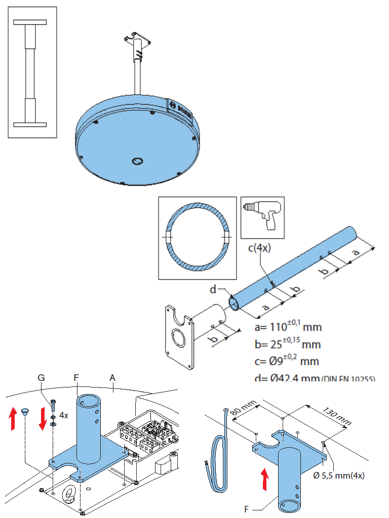 BOSCH M_LM1MSB1- CONJUNTO DE ADAPTADOR DE SOPORTE SUSPENSION METALICO - Image 2