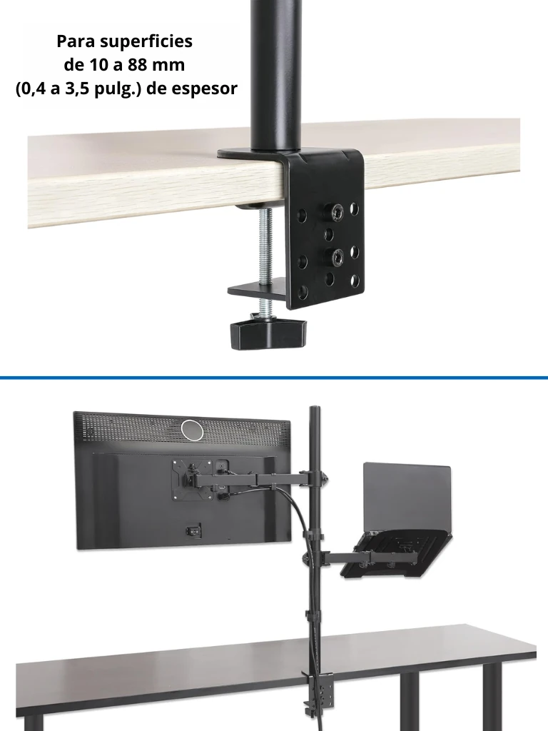 TCE LMG25NB - Soporte de Escritorio Combinado para Monitor de 13" a 32" y Laptop de 10 a 17" , Carga Máxima Monitor 8Kg , Ajuste de Inclinación y Rotación - Image 5