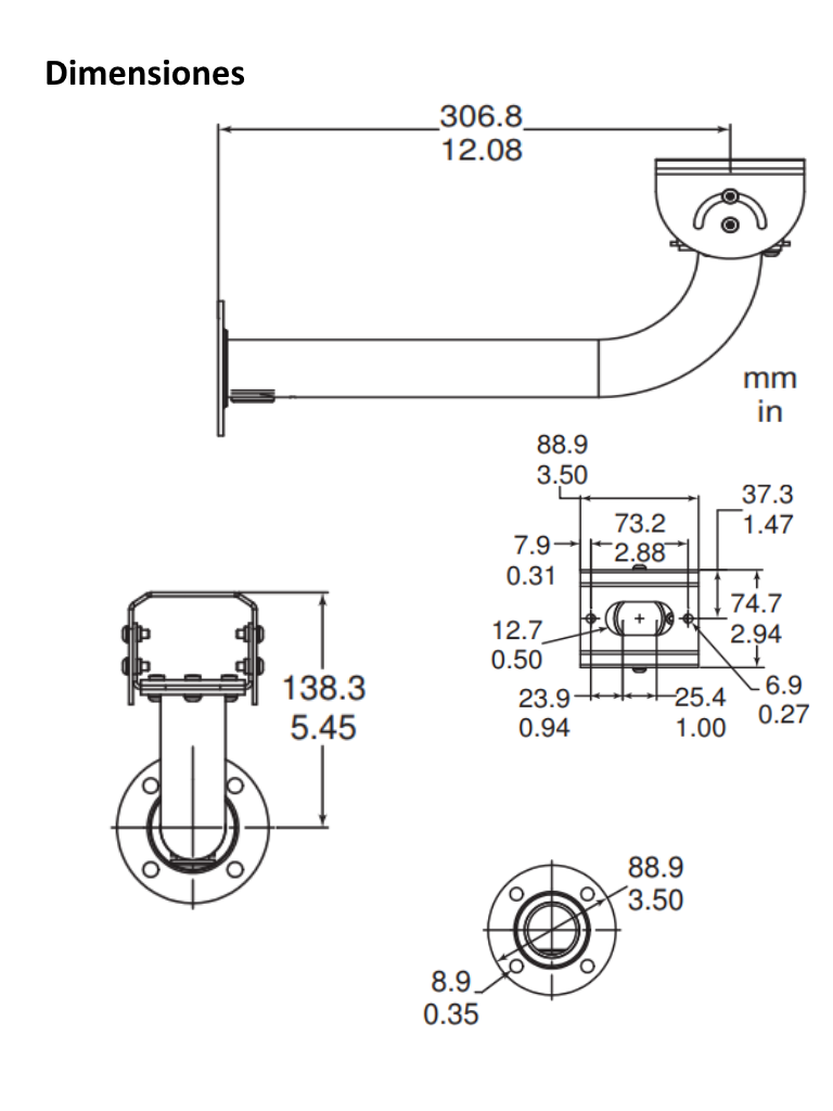 BOSCH V_LTC921500 - Brazo para montaje en pared 12" / Compatible con gabinetes BOSCH series UHO / HSG / LTC / HSG / 948X / 9583 - Image 2