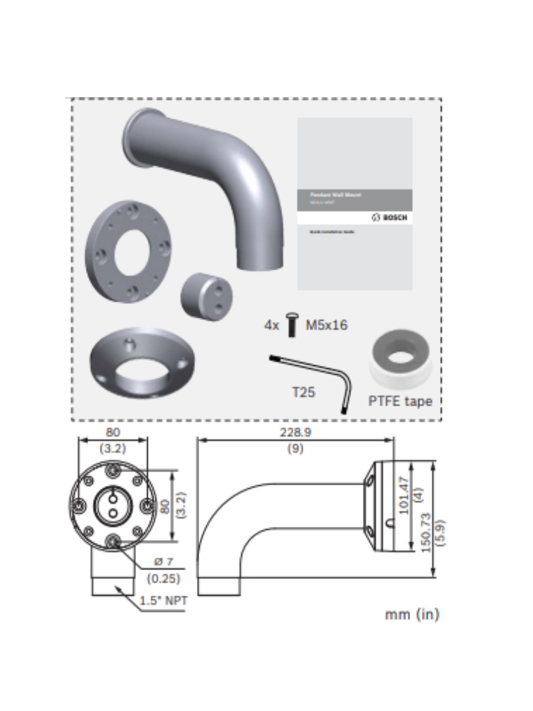 BOSCH V_NDAUWMT - Soporte de pared colgante / Compatible para camara domo - Image 2