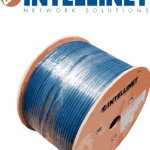 INTELLINET 705042 Bobina de Cable Cat6a, CM S/FTP, Rollo de 305 m, Filamento sólido 100% cobre, Clasificación CM, Azul, empaque en carrete