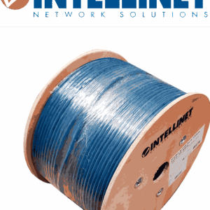 INTELLINET 705042 Bobina de Cable Cat6a, CM S/FTP, Rollo de 305 m, Filamento sólido 100% cobre, Clasificación CM, Azul, empaque en carrete