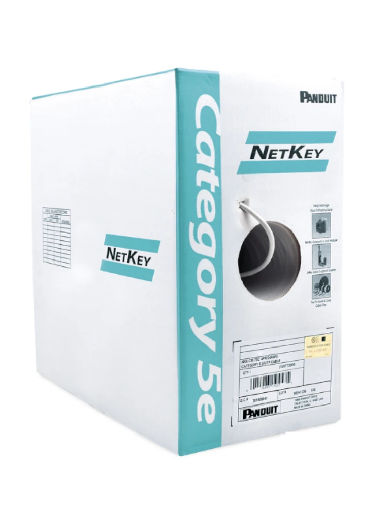 PANDUIT NUC5C04IG-ME - Bobina de Cable UTP 305 m. de Cobre, NetKey, Gris Claro, Categoría 5e (24 AWG), PVC (CM), de 4 pares - Image 2