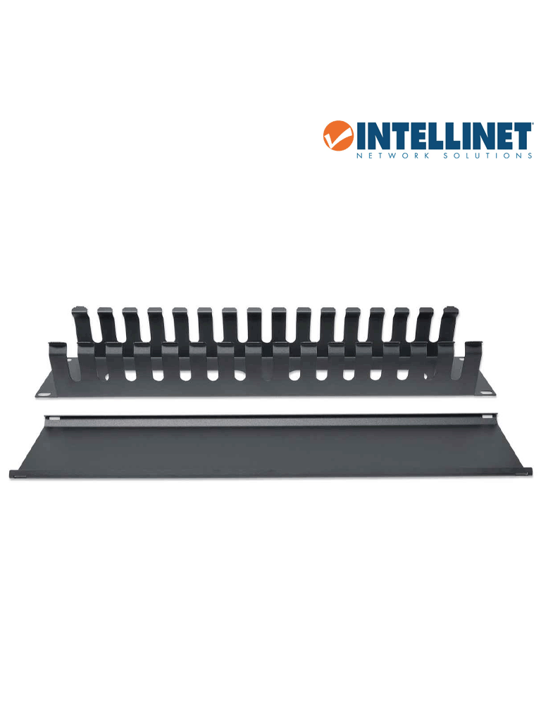 INTELLINET 716062 Organizador Horizontal de Cables, 19" Organizador de Cable para Montaje en Rack de 19", 2U, con Cubierta, Negro - Image 2