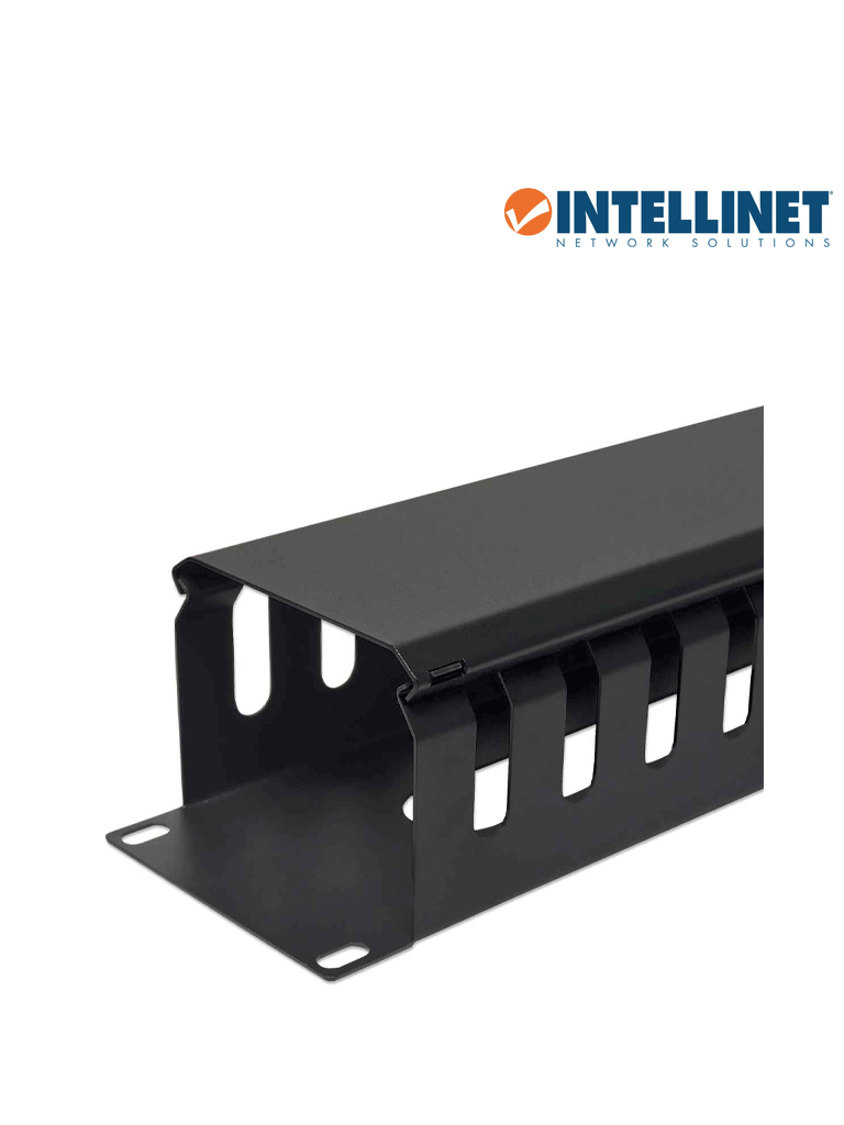 INTELLINET 716062 Organizador Horizontal de Cables, 19" Organizador de Cable para Montaje en Rack de 19", 2U, con Cubierta, Negro - Image 4
