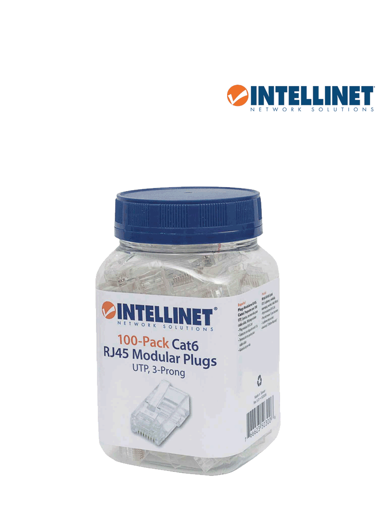 INTELLINET 503006 - Enchufe RJ45 CAT6 sólido UTP, bote de 100 piezas, con 15 micras de oro. - Image 2