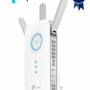 TP-LINK RE450 - Repetidor de señal WiFi AC1750 de doble banda 2.4GHz (450Mbps) y 5GHz (1300Mbps) con indicador inteligente de señal, modo punto de acceso, 3 antenas externas y 1 puerto Ethernet (RJ45) 10/100/1000Mbps.